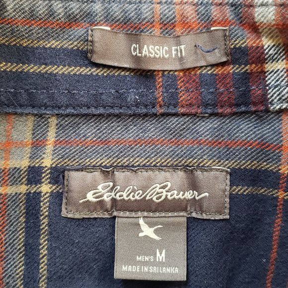 EDDIE BAUER Men's Flannel Shirt Blue Red Plaid Size M - Picture 10 of 11